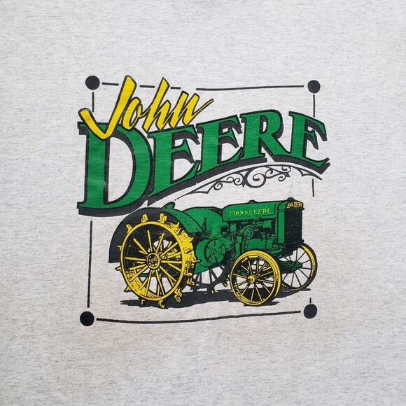 Vintage 90s John Deere Tractor Sz Large Single Stitch USA Made Mens Gray T-Shirt - Picture 2 of 8